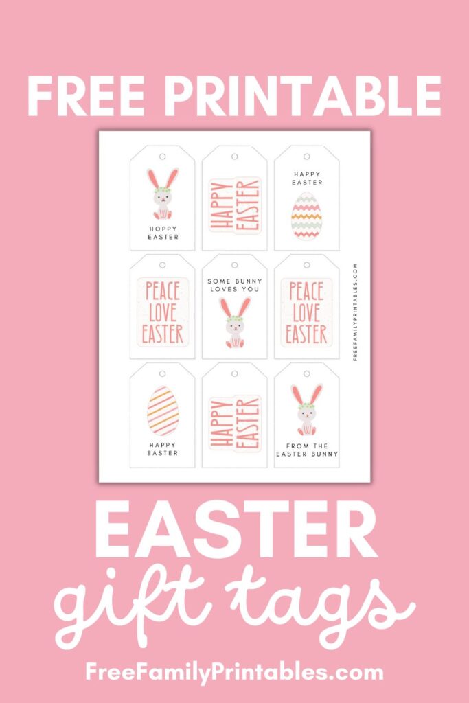 This image shows a preview of the free printable Easter gift tags PDF download that you can get for free on this blog. 