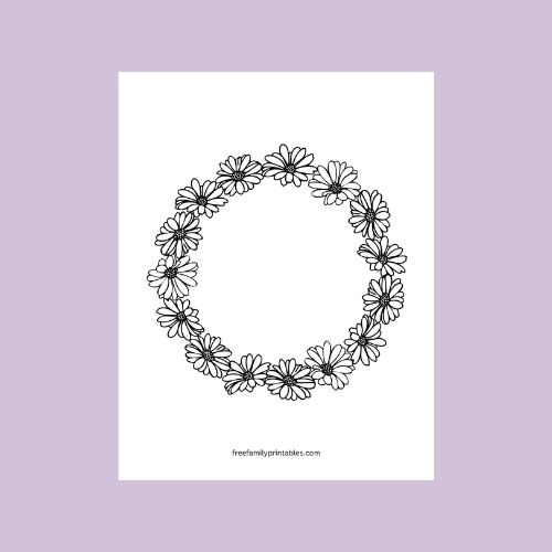 Flower wreath coloring page