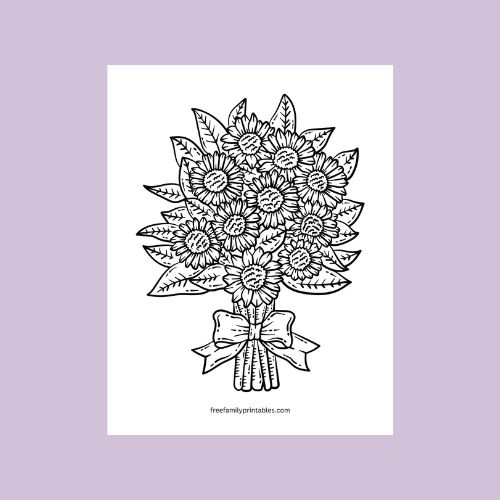 Sunflower bouquet coloring page